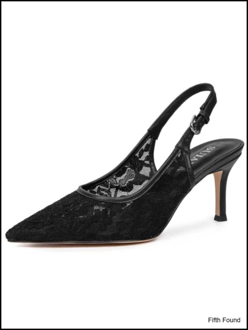 Lace Mesh Kitten Heel Slingback Pointed Toe Bridal Pumps Wedding Shoes